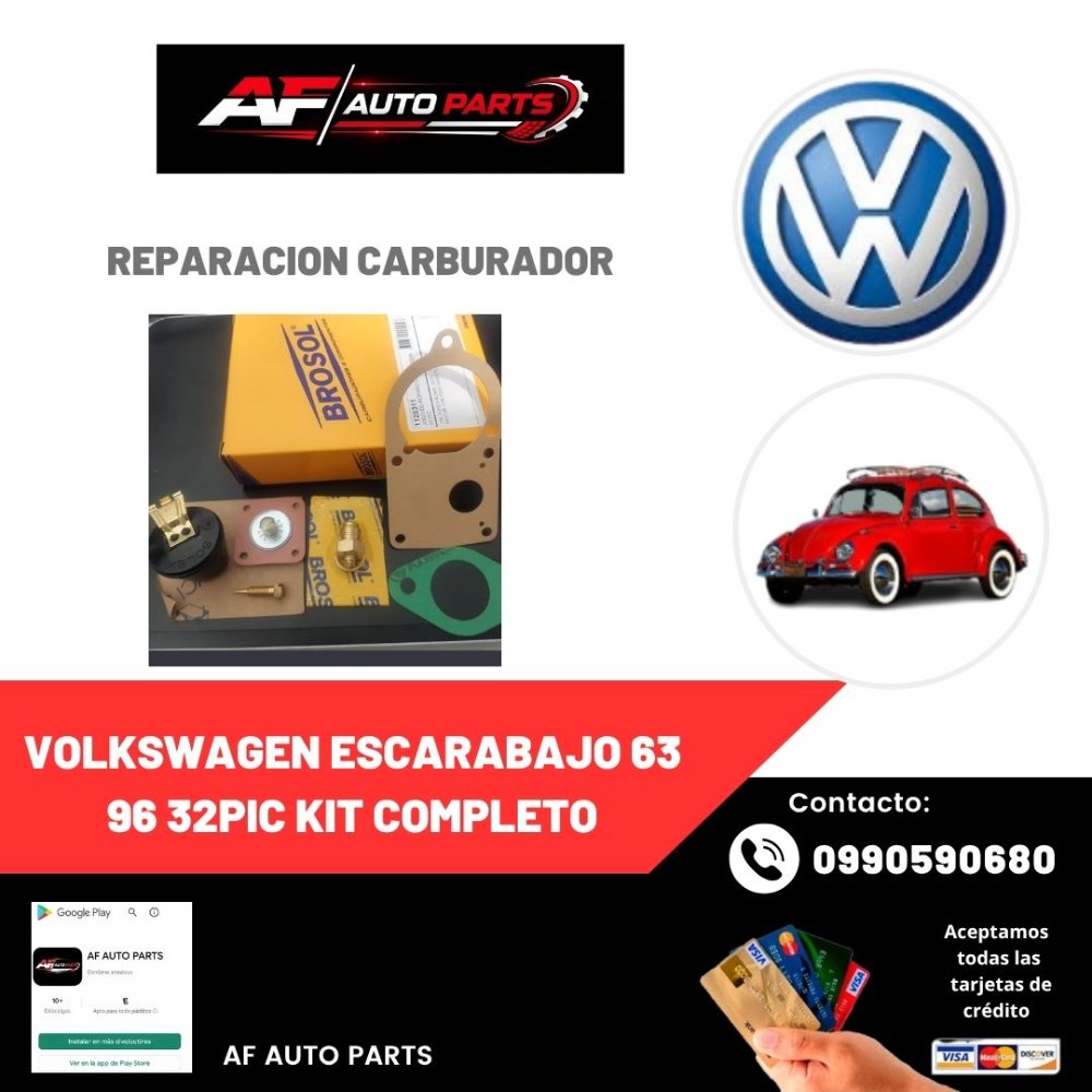 REPARACION CARBURADOR VOLKSWAGEN ESCARABAJO 63 96 32PIC KIT COMPLETO