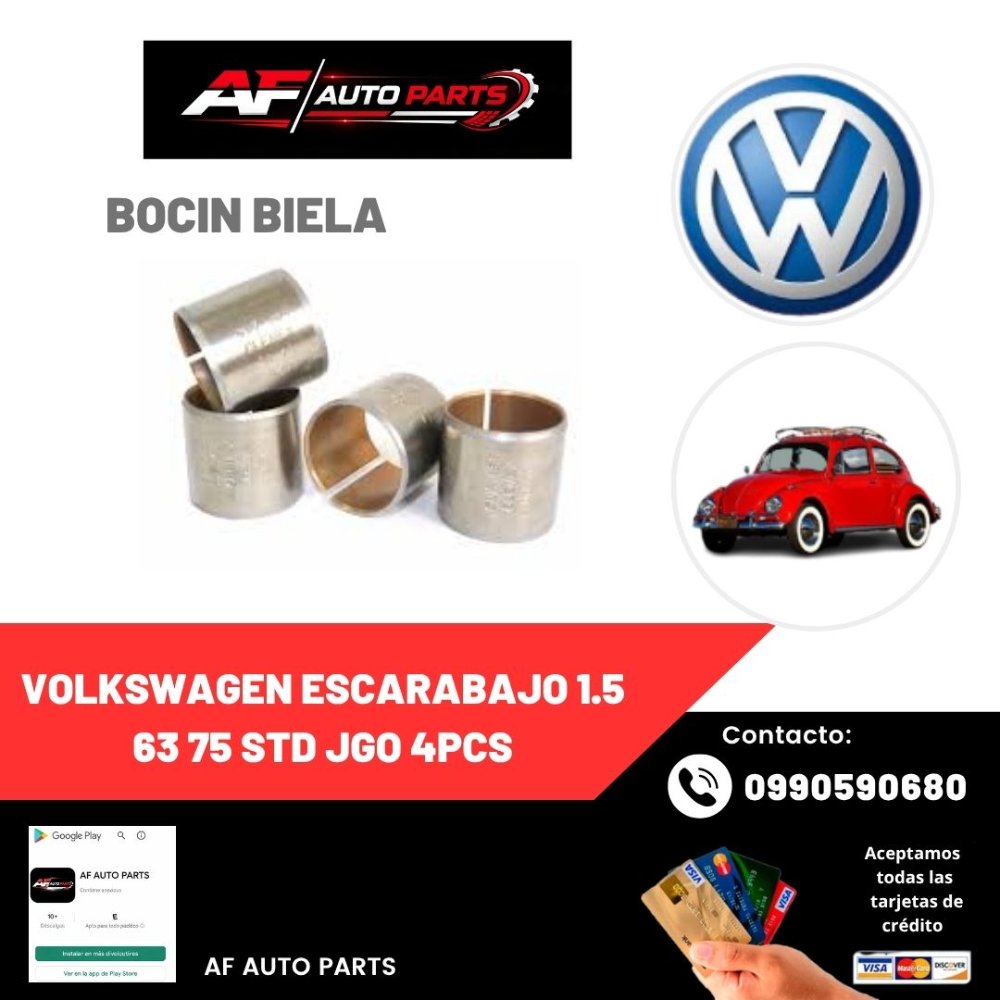 BOCIN BIELA VOLKSWAGEN ESCARABAJO 1.5 63 75 STD JGO 4PCS