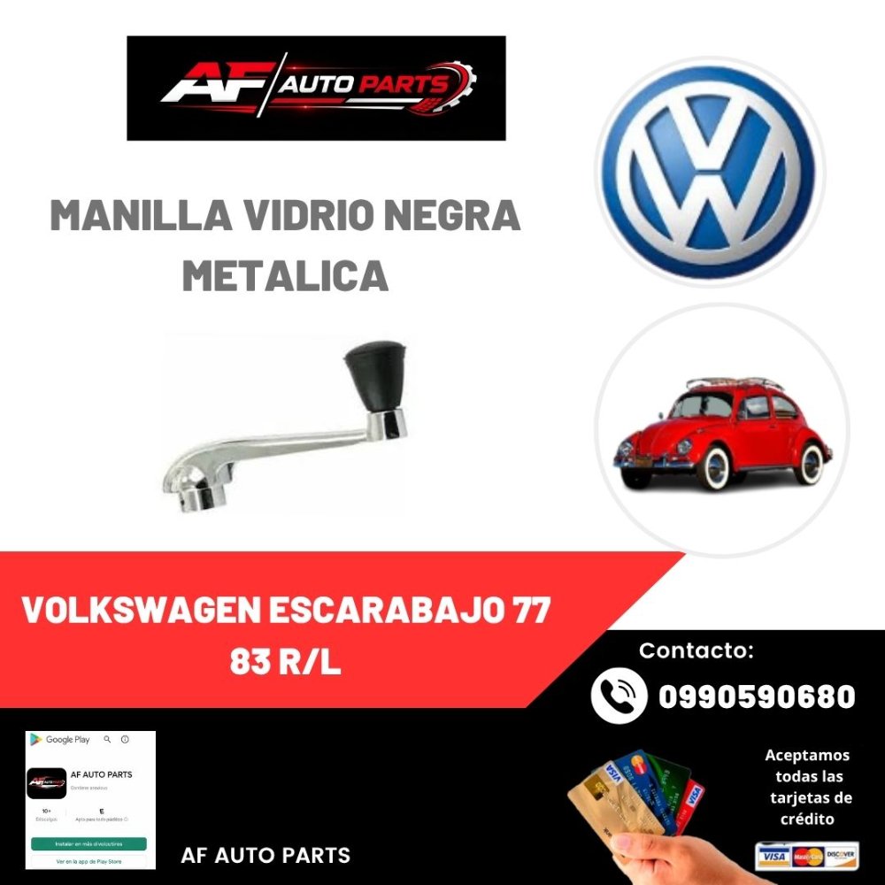 MANILLA VIDRIO VOLKSWAGEN ESCARABAJO 77 83 R/L NEG METALICA