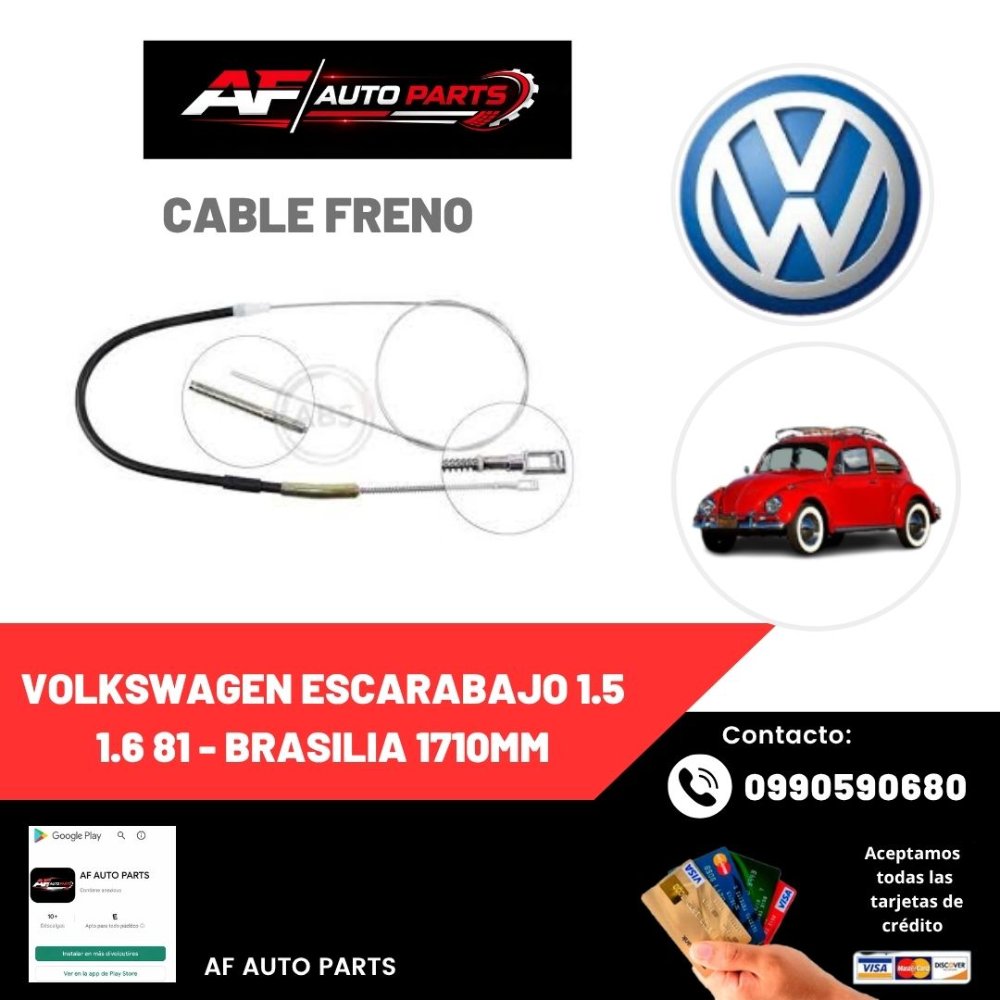 CABLE FRENO VOLKSWAGEN ESCARABAJO 1.5 1.6 81 - BRASILIA 1710MM