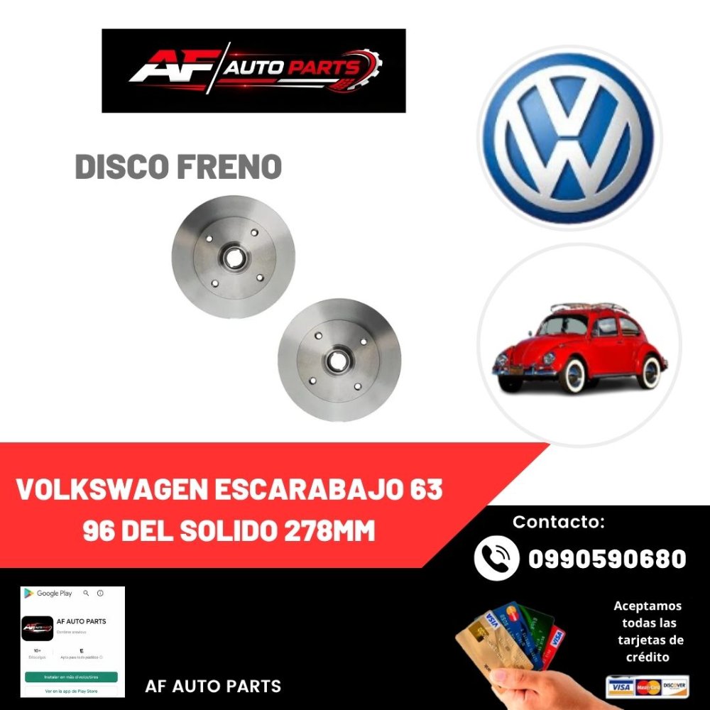 DISCO FRENO VOLKSWAGEN ESCARABAJO 63 96 DEL SOLIDO 278MM