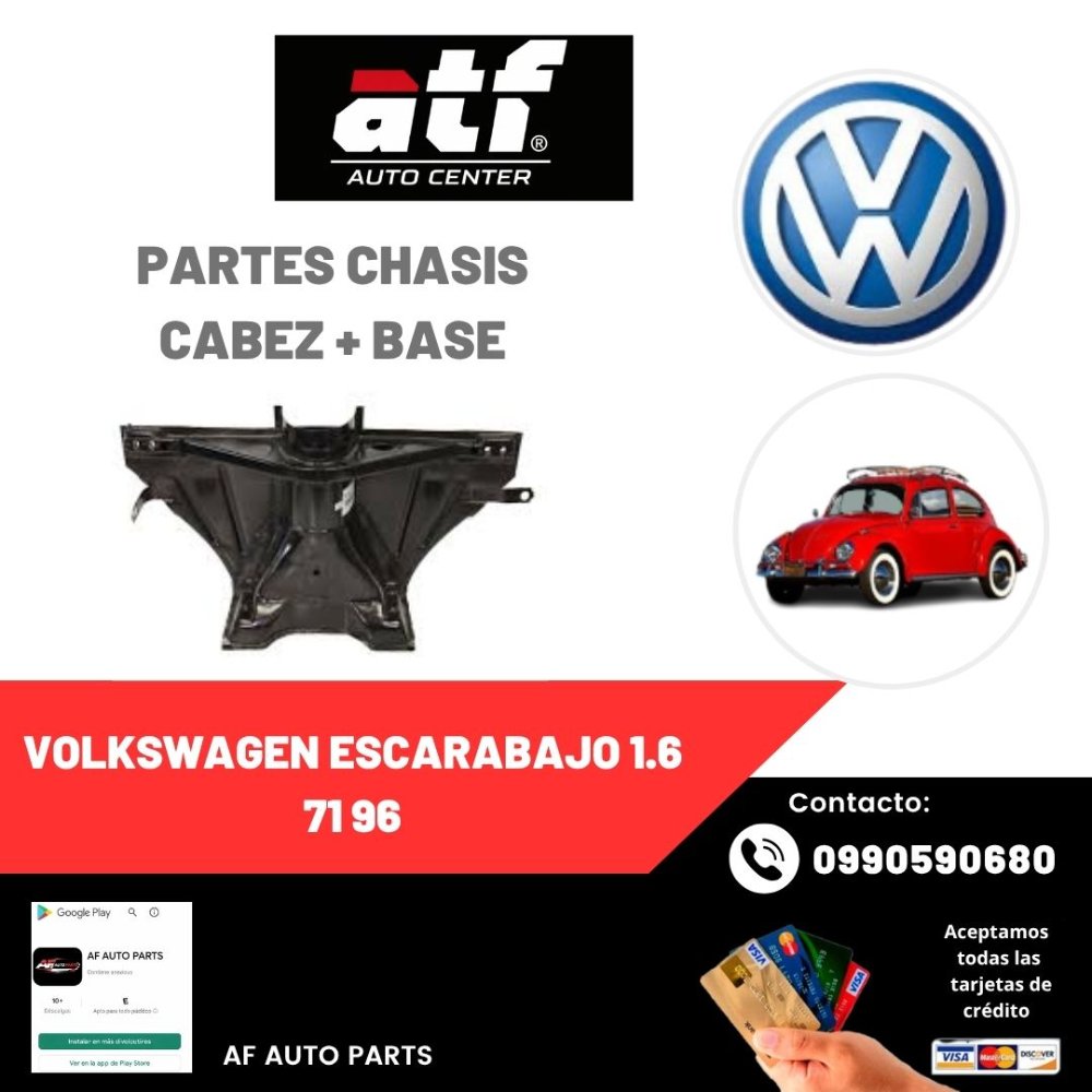 PARTES CHASIS VOLKSWAGEN ESCARABAJO 1.6 71 96 CABEZ + BASE