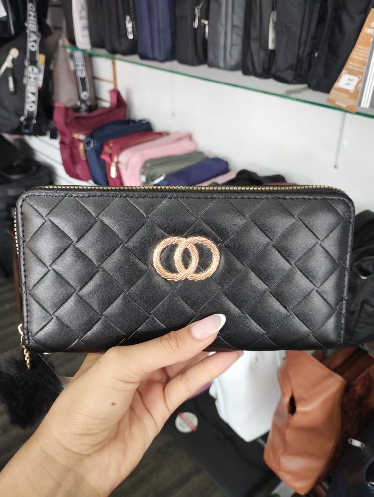 billetera tejido entrelazado un cierre