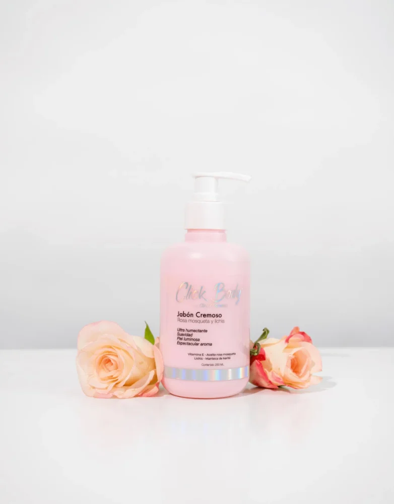 JABON CREMOSO  ROSA MOSQUETA  Y LICHIS  CLICK BODY