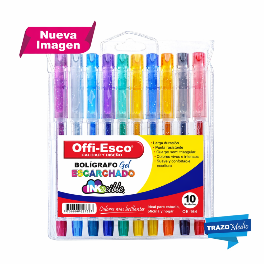 BOLIGRAFO OFFIESCO GEL ESCARCHADO 10 U