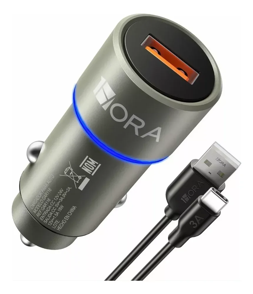 Cargador Para Carro USB GAR116 Gris (18w)