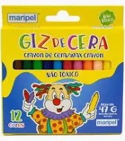 GIZ DE CERA 12 CORES MARIPEL  LAPIZÃO DE CERA