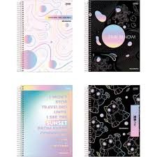 CADERNO ESPIRAL 10 MATÉRIAS HOLOGRÁFICA