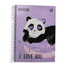 CADERNO ESPIRAL 10 MATÉRIAS PANDA