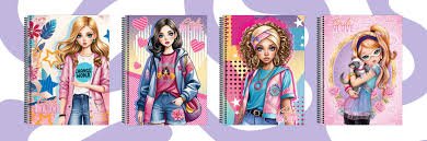 CADERNO ESPIRAL 10 MATÉRIAS GIRLS IN LOVE MÁXIMA