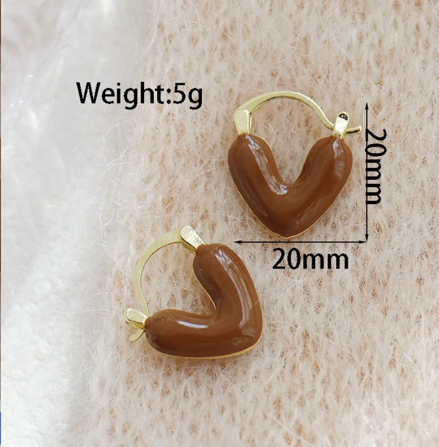 Aretes de corazon cafecito