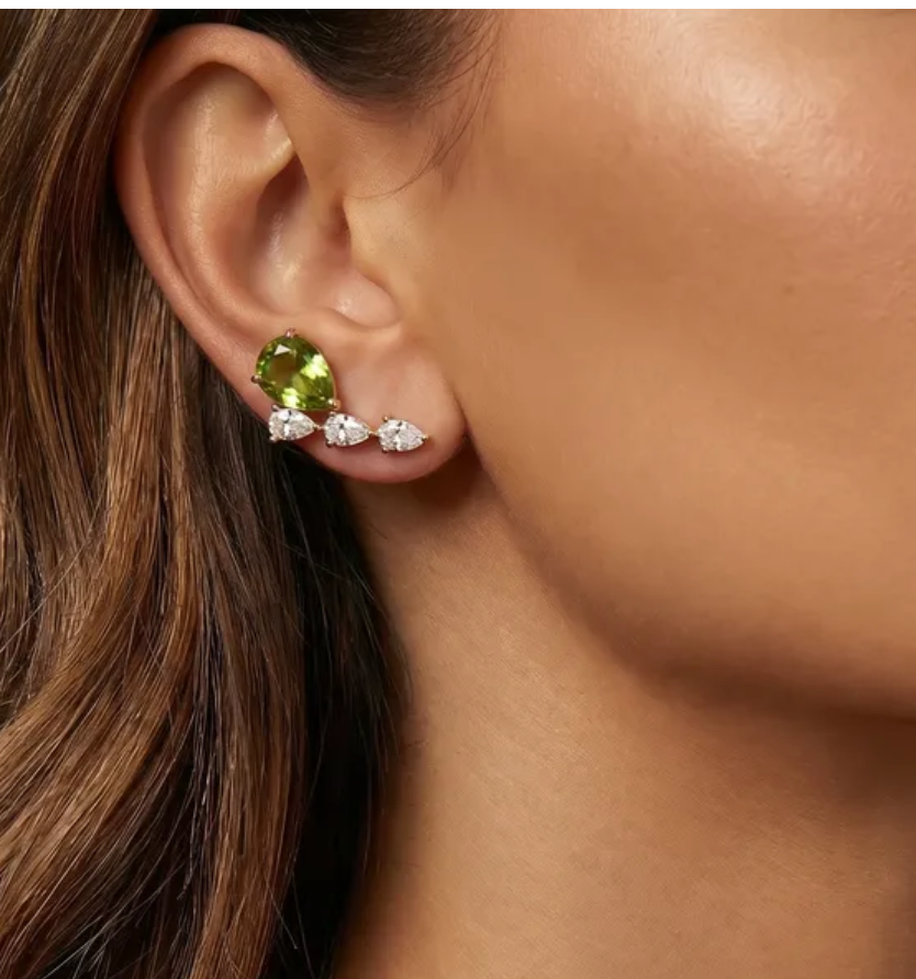 Aretes diamante verde