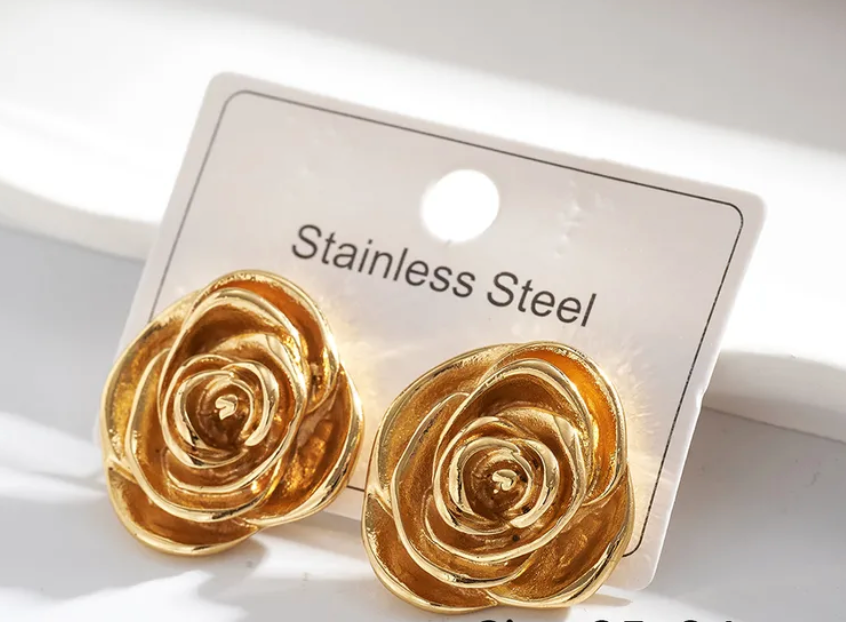 Aretes rosa dorada