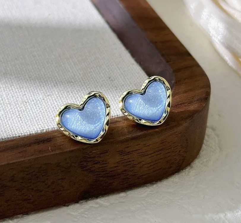 Aretes corazoncito celeste