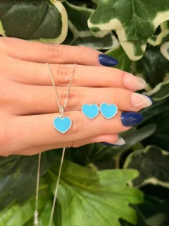 CONJUNTO CORAÇÃO INSPIRAÇÃO TIFFANY 10MM