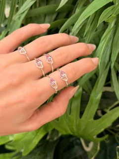 ANEL DOIS CORACOES NA MICRO ZIRCONIA ROSA