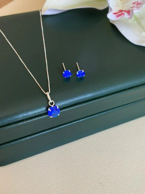 CONJUNTO PONTO LUZ ZIRCONIA AZUL