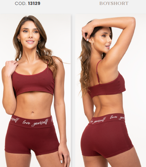 Boyshort alto cintura y espalda estampado (13129)
