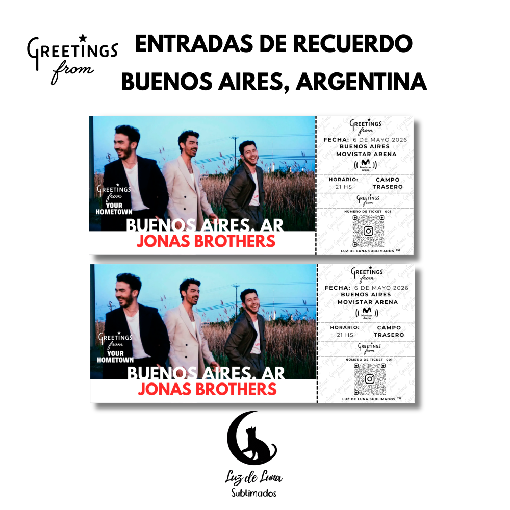 Entradas de recuerdo - JONAS BROTHERS Greetings From ARGENTINA