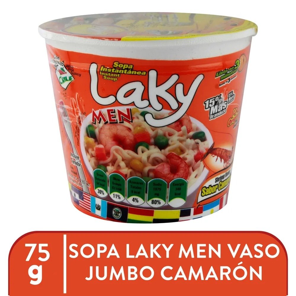 Sopa Instantánea Laky Men Jumbo Camarón