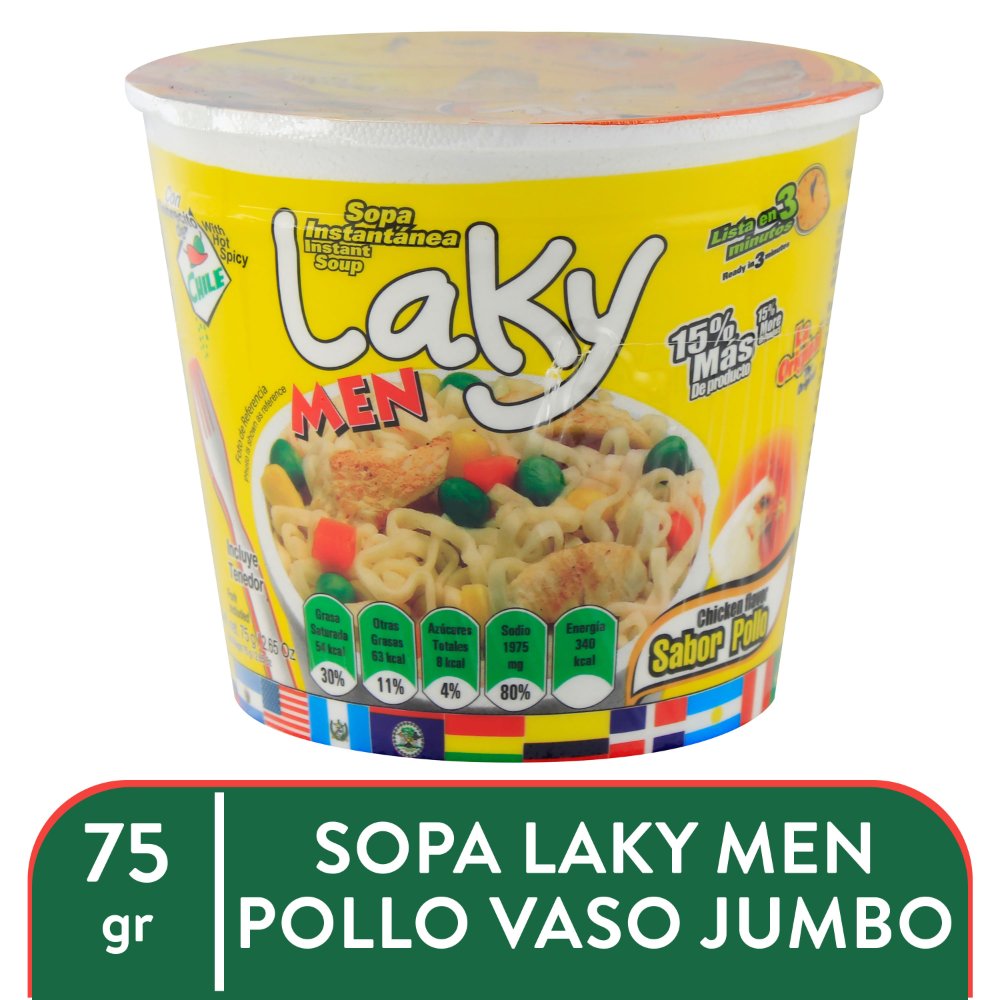 Sopa instantánea Laky Men Jumbo Pollo