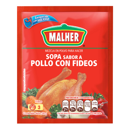 Sopa de pollos con Fideos Malher