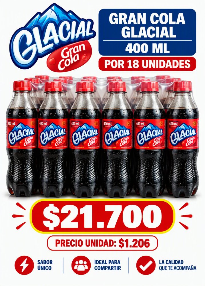 gran cola glacial 400 ml x 18 un