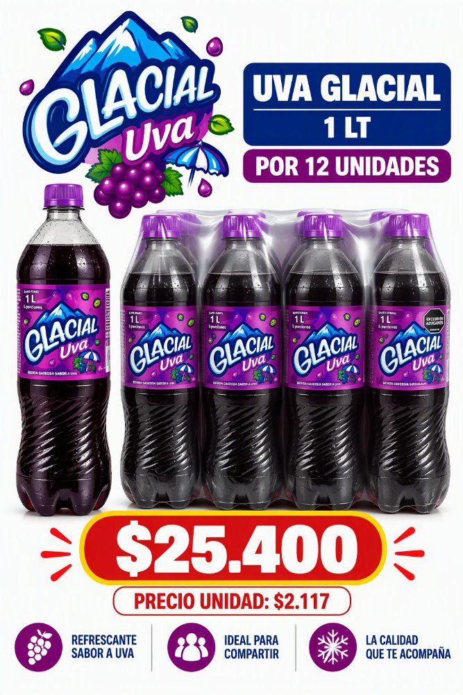 uva glacial 1 lt x 12 un
