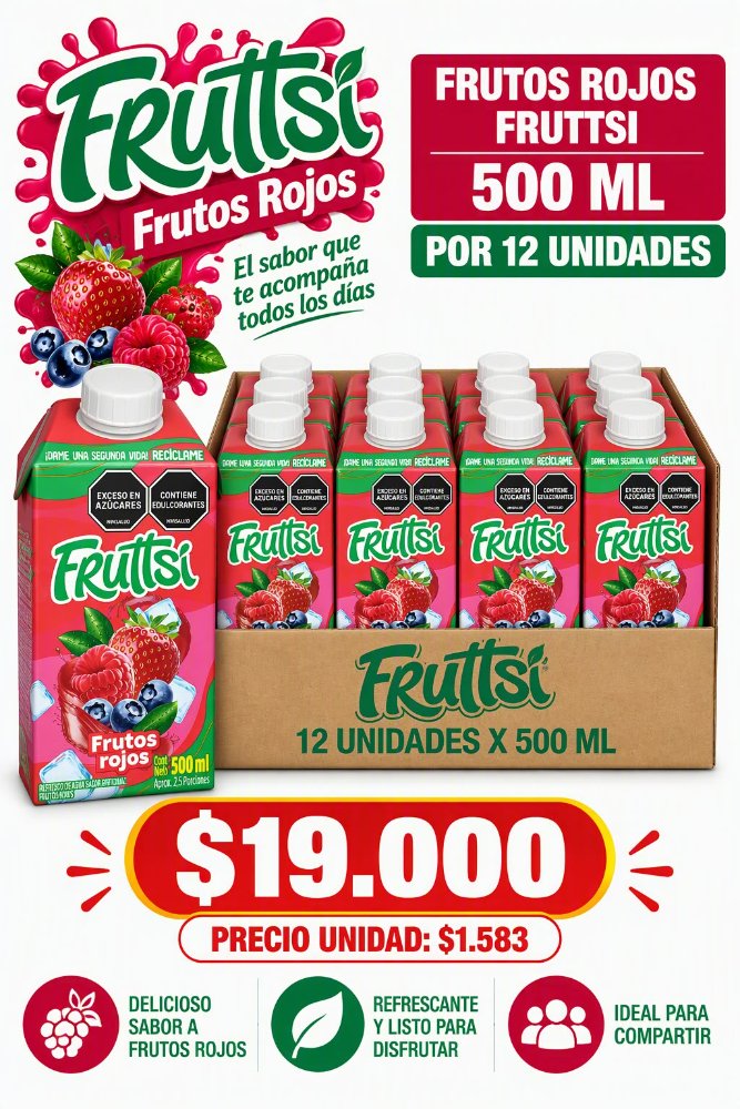 frutos rojos fruttsi 500 ml x 12 un
