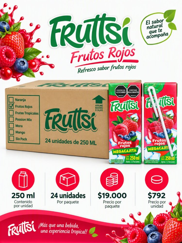 frutos rojos fruttsi 250 ml x 24 un