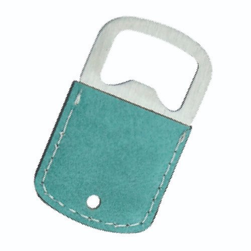 DESTAPADOR LLAVERO CON FUNDA DE CUERO TURQUESA