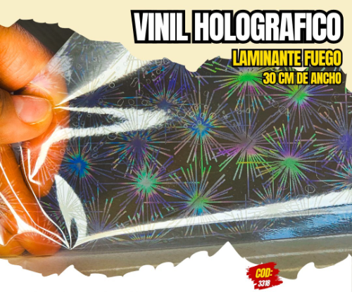 Vinil Adhesivo Laminante holográfico Fuego 30 cm x 1 Metro