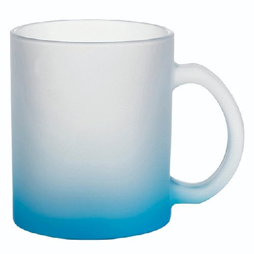 TAZA VIDRIO GLASEADA CELESTE