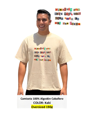 CAMISETA OVERSIZE TALLA M COLOR KAKI