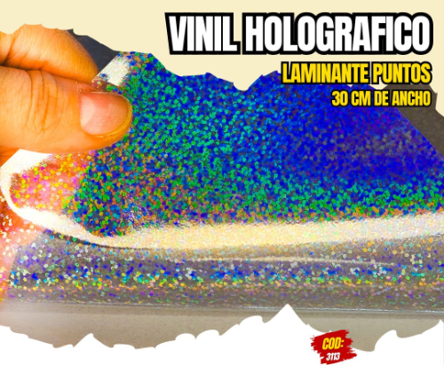 Vinil Adhesivo Laminante holográfico Puntos 30 cm x 1 Metro