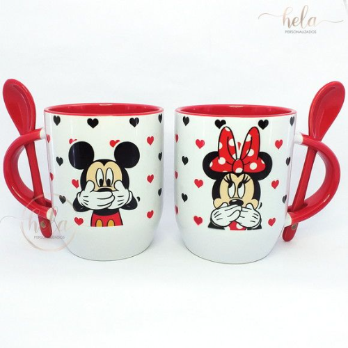 TAZA ROJA CON CUCHARA