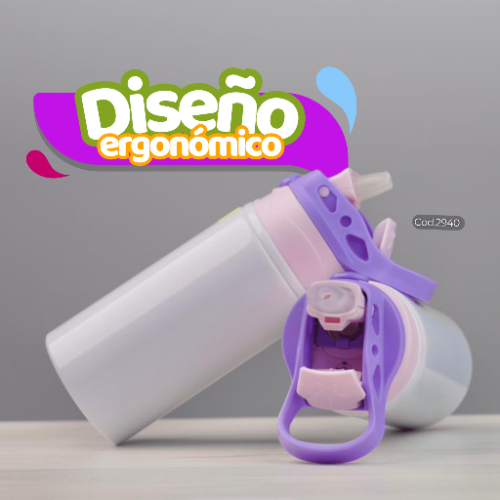 BOTELLA ROSA Y MORADO  ALUMINIO 360ML