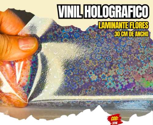 Vinil Adhesivo Laminante holográfico Flores 30 cm x 1 Metro