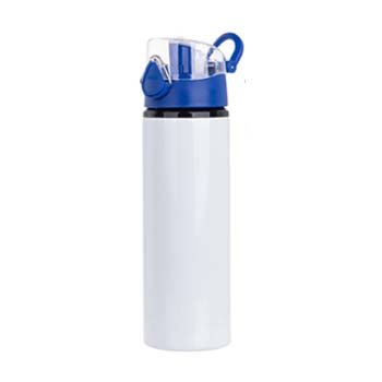 BOTELLA BLANCA CON TAPA Y BOTON EN AZUL - 750 ML