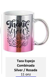 TAZA ESPEJO SILVER CON ROSADO -