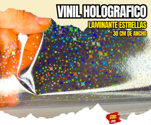 Vinil Adhesivo Laminante holográfico Estrellas 30 cm x 1 Metro