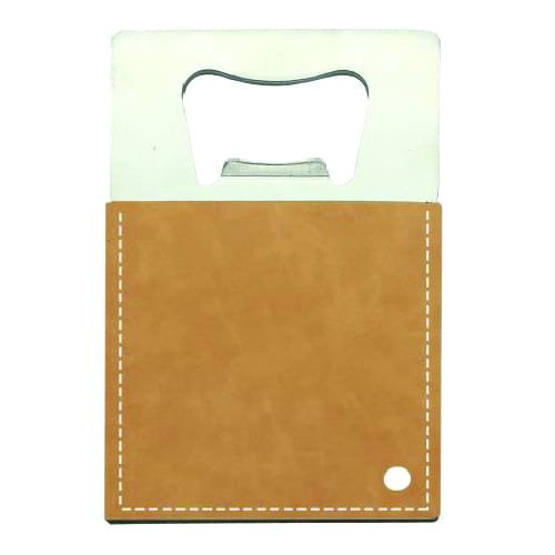 DESTAPADOR TARJETA CON FUNDA DE CUERO CAFE