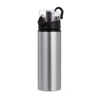 BOTELLA SILVER CON TAPA Y BOTON EN NEGRO - 750 ML