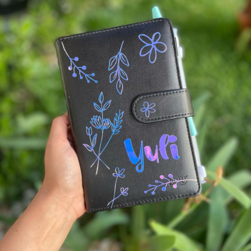 Binder o carpeta Tamaño: A5, con 6 Sobre plástico con cierre / Organigastos NEGRO