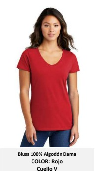 Camiseta M Rojo  Cuello V Mujer
