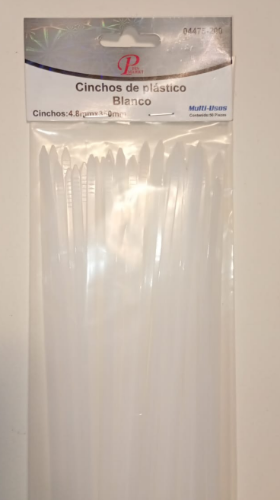 CINCHOS PLÁSTICO COLOR BLANCO 4.8mmx35cm, INDIVIDUAL