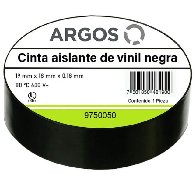 CINTA DE AISLAR NEGRA 18m, MCA: ARGOS
