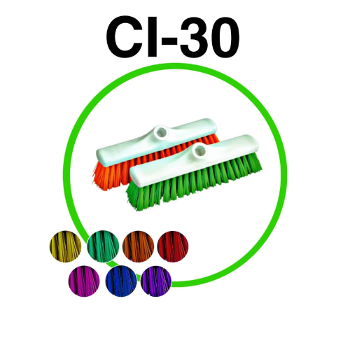 ESCOBA CEPILLO INCLINADO DE PLASTICO DURO, MCA: PERICO, MODELO: CI30, CON BASTON