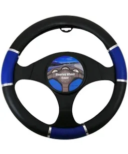 FORRO DE TIMON AROS CROMADO NEGRO CON AZUL