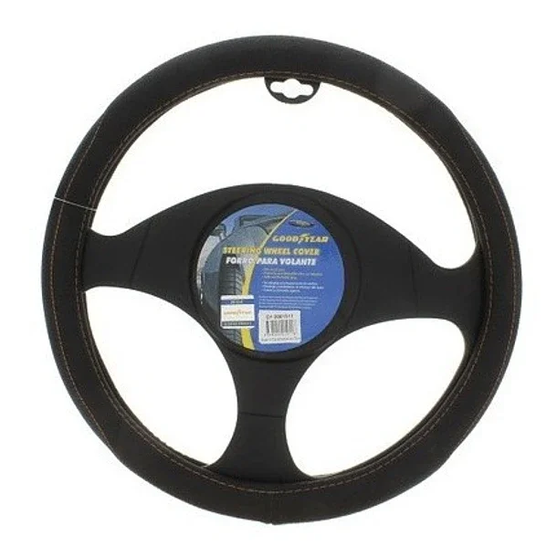 FORRO DE TIMON PU NEGRO CON AROS AZULES TALLA M